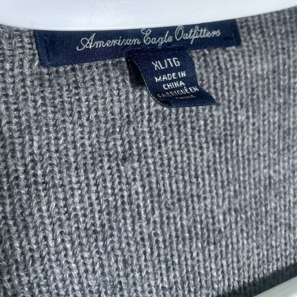 American Eagle XL Cardigan Cotton Blend Grey Contemporary Open Front Pocket AE X - Picture 6 of 7